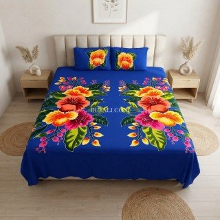 Rayon Bedsheet Hand Painted Floral Design